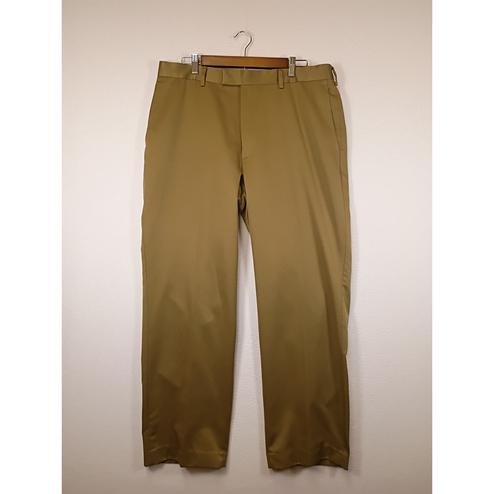 Professional Perry Ellis Portfolio Mens 36x30 Khaki‎ Herringbone Dress Pants